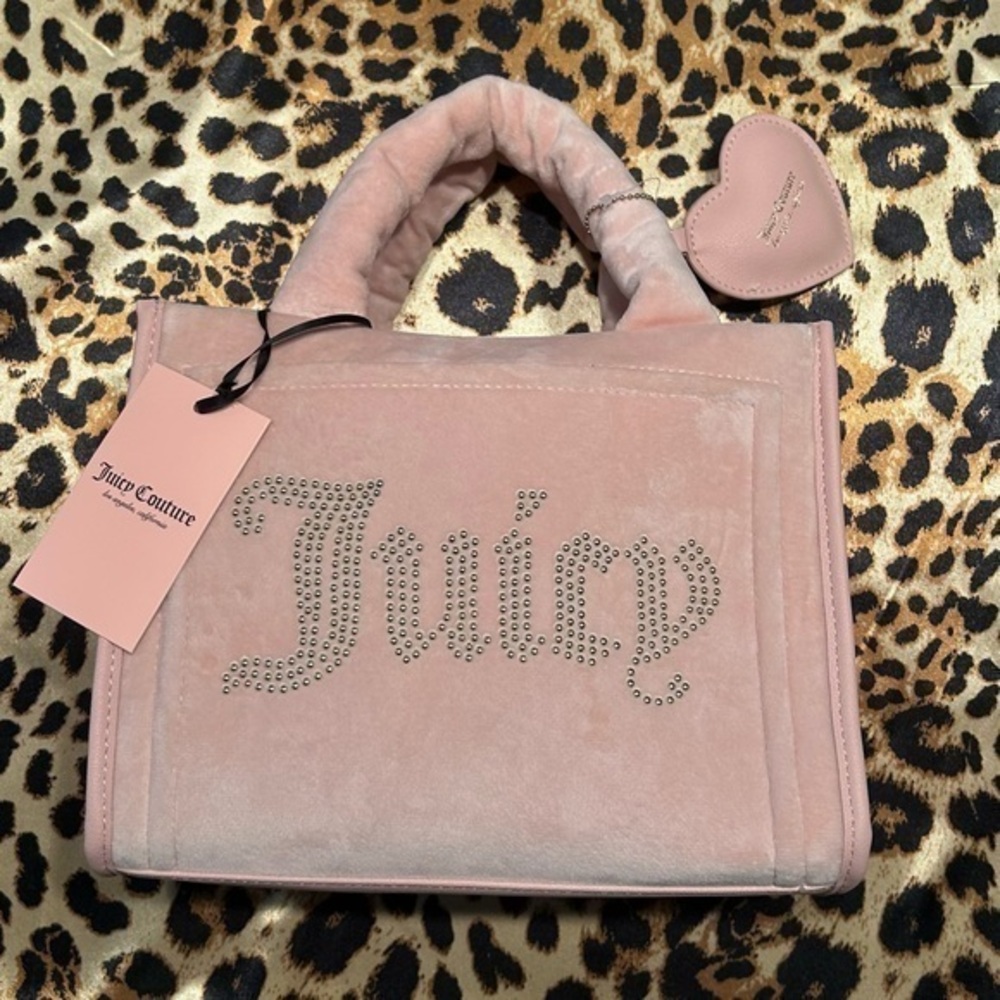 NWT Juicy Couture Light Pink Extra Spender Velour Mini Satchel Tote Bag